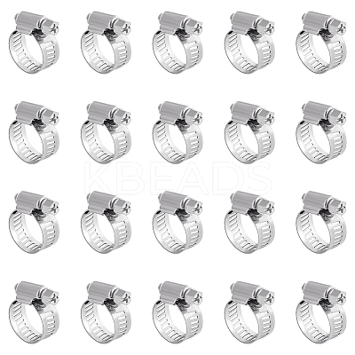 20Pcs 201 Stainless Steel with Iron Adjustable Worm Gear Hose Clamps STAS-UN0060-93A-1