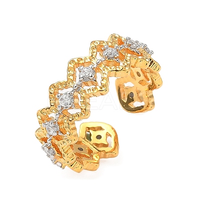 Brass Micro Pave Cubic Zirconia Cuff Rings for Women RJEW-F185-03G-1