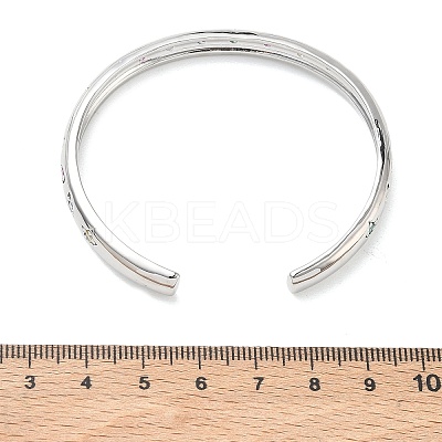 Brass Micro Pave Cubic Zirconia Cuff Bangles for Women BJEW-A172-02P-1