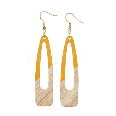 Two Tone Resin & Wood Dangle Earrings EJEW-JE05508-01-1