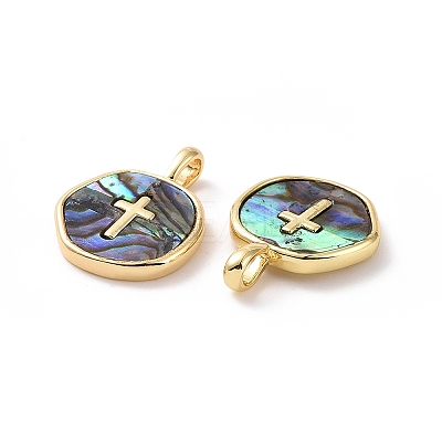 Natural Abalone Shell/Paua Shell Pendants KK-C004-11G-01-1
