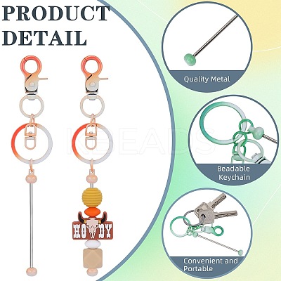 16Pcs 9 Styles Gradient Color Alloy Beadable Bar Keychain for DIY Crafts Jewelry Making KEYC-SZ0001-19-1