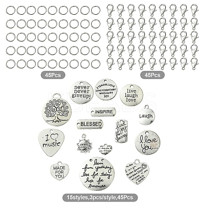 DIY Word Alloy Pendant Decoration Making Kit DIY-YW0008-90-1