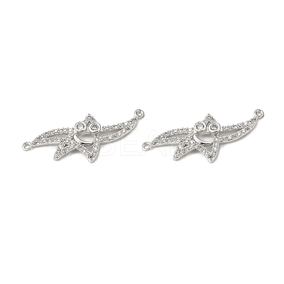 Brass Pave Clear Cubic Zirconia Connector Charms KK-E068-VB381-1