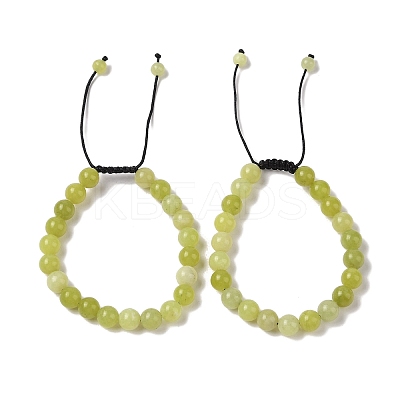 8mm Round Natural Lemon Jade Braided Bead Bracelets BJEW-C067-01B-02-1