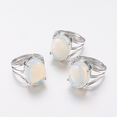Opalite Wide Band Finger Rings X-RJEW-K224-A09-1