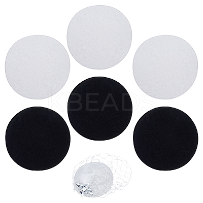 6Pcs 2 Colors EVA Fabric Pillbox Stewardess Fascinator Hat Base DIY-BC0014-07-1