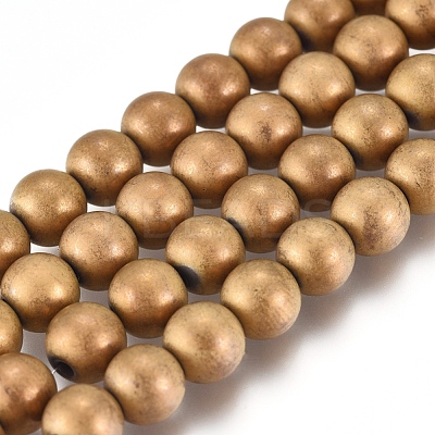 PVD Vacuum Plating Magnetic Synthetic Hematite Beads Strands G-I276-02B-6mm-1