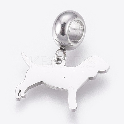 304 Stainless Steel Puppy European Dangle Charms STAS-O097-18P-1