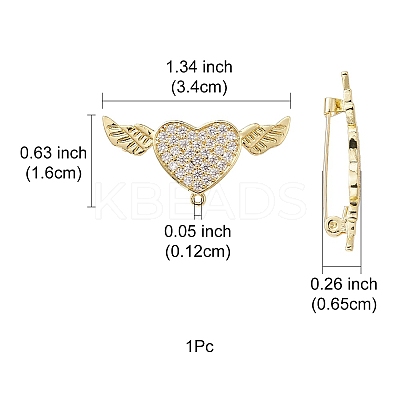 Brass Micro Pave Clear Cubic Zirconia Brooch Findings JEWB-YW0001-02G-1