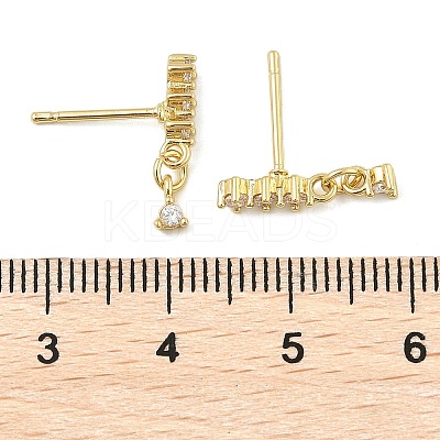 Brass Micro Pave Clear Cubic Zirconia Stud Earrings EJEW-R016-26G-01-1