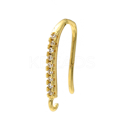 Rack Plating Brass Pave Cubic Zirconia Earring Hooks KK-O143-18G-1