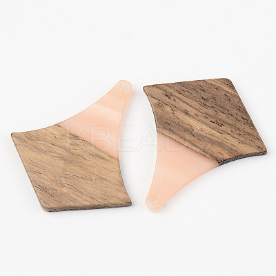 Opaque Resin & Walnut Wood Pendants RESI-S389-055A-C02-1