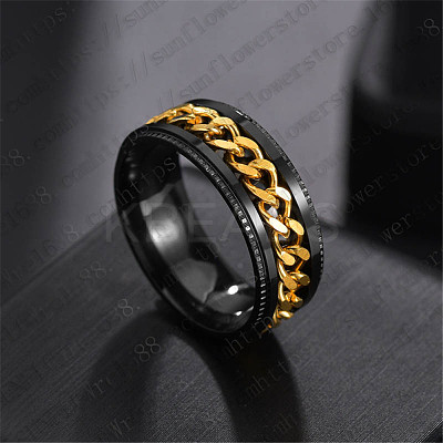 Stainless Steel Chains Rotating Finger Ring PW-WG67706-35-1