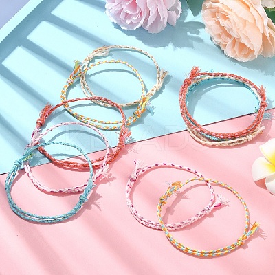 10Pcs 5 Colors Handmade Braided Cotton Cord Bracelets Making BJEW-YW00006-1