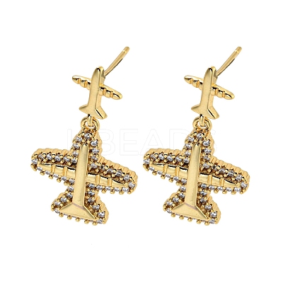 Cubic Zirconia Stud Earrings EJEW-G355-20G-1