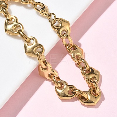 304 Stainless Steel Heart Link Chian Bracelets for Women BJEW-B158-06G-1
