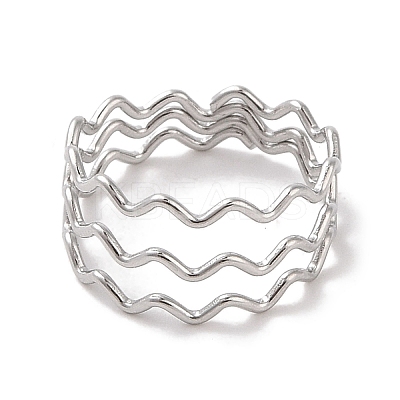 Non-Tarnish 304 Stainless Steel Wave Finger Rings for Women RJEW-G315-07B-P-1