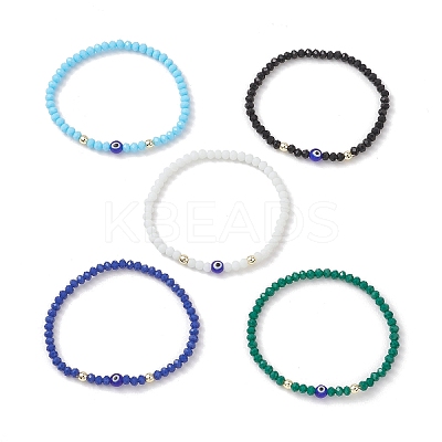 Glass & Lampwork Beaded Stretch Bracelets for Women BJEW-JB13226-1