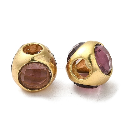 Brass Cubic Zirconia European Beads KK-K275-08G-1