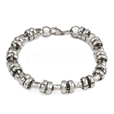 Punk 304 Stainless Steel Link Chain Bracelets for Men Women BJEW-S181-03P-1
