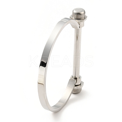 Non-Tarnish 304 Stainless Steel D Shape Bar Screw Bangle BJEW-G636-05A-P-1