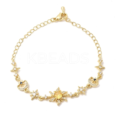 Brass Micro Pave Cubic Zirconia Link Bracelets BJEW-H639-06G-1
