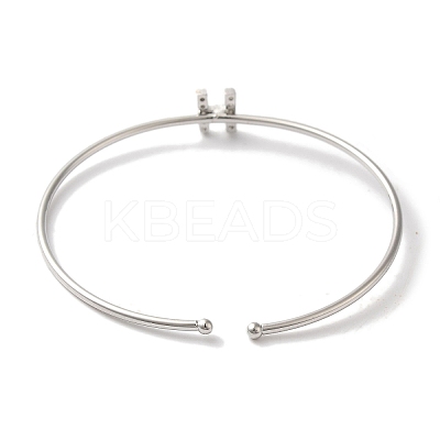Rack Plating Brass Micro Pave Clear Cubic Zirconia Letter Open Cuff Bangles BJEW-A018-01P-H-1