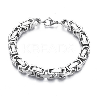 Non-Tarnish 201 Stainless Steel Byzantine Chain Bracelets BJEW-S057-73-1