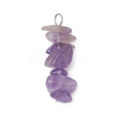 3Pcs Natural Rose Quartz & Amethyst & Lapis Lazuli Chip Beaded Constellation Pendants PALLOY-JF03043-07-1
