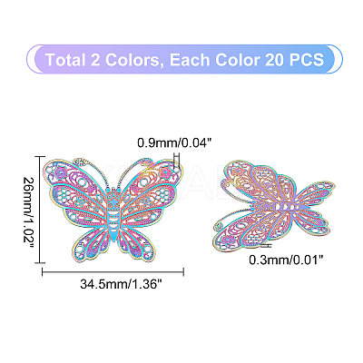 40Pcs 2 Color Ion Plating(IP) 201 Stainless Steel Filigree Joiners Links STAS-DC0005-38-1