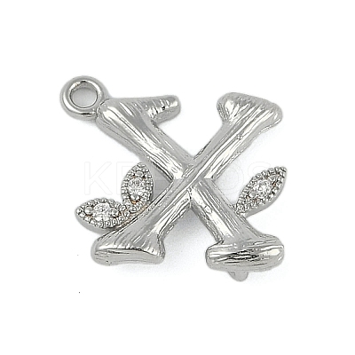 Brass Crystal Rhinestone Letter Links Connector Charms KK-S395-06P-X-1