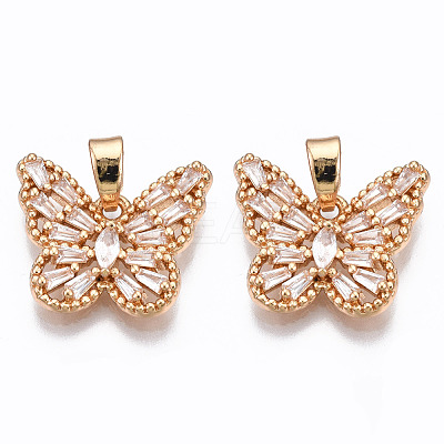 Brass Micro Cubic Zirconia Pendants KK-S365-002-1