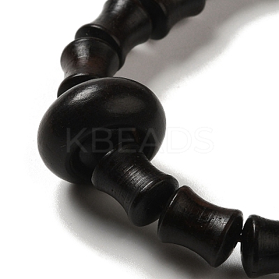 Wood Bamboo Joint Beaded Stretch Bracelet BJEW-B080-13A-1