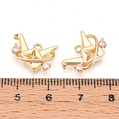 Brass Micro Pave Cubic Zirconia Charms KK-N261-72G-1