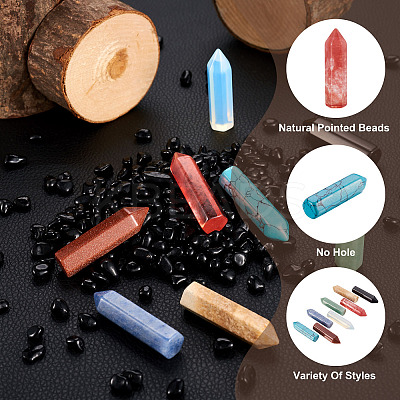 8Pcs 8 Style Natural Pointed Beads G-FW0001-26-1