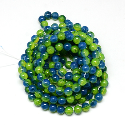Baking Paint Glass Beads Strands DGLA-Q023-8mm-DB63-1