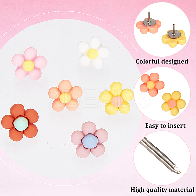 30Pcs 6 Colors Iron Push Pins AJEW-CP0005-74-1