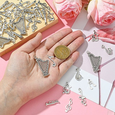 50Pcs 10 Styles Tibetan Style Zinc Alloy Pendants FIND-YW0005-12-1