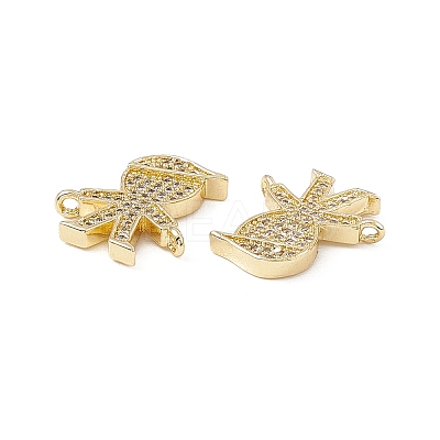 Brass Micro Pave Clear Cubic Zirconia Connetor Charms KK-E068-VB031-1