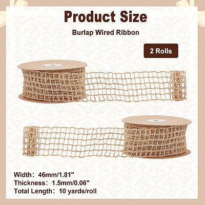 Braided Burlap Ribbon OCOR-WH0070-51A-1