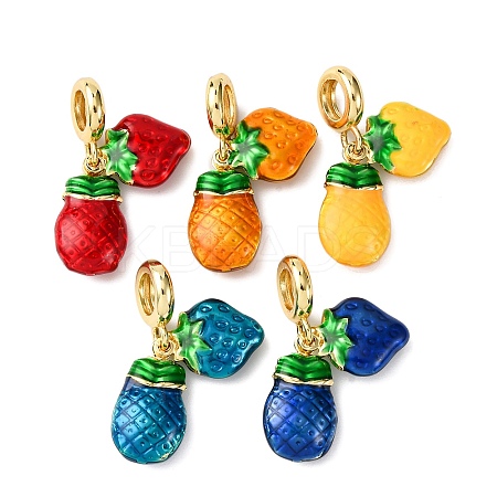 Brass Enamel European Dangle Charms KK-C119-03G-1
