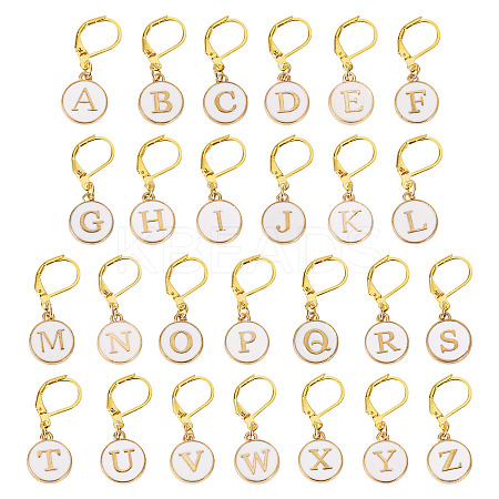 26Pcs Flat Round with Letter A~Z Alloy Enamel Pendant Locking Stitch Markers HJEW-TAC0089-1