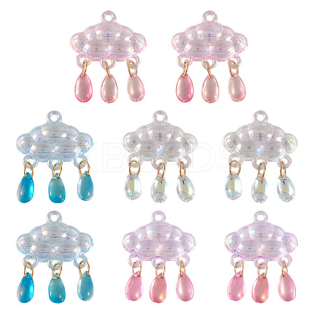 8PCS 4Colors Acrylic & Handmade Gold Sand Lampwork Pendants PALLOY-TA0002-45-1