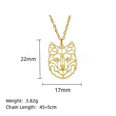 304 Stainless Steel Geometric Artistic Hollow Animal Pendant Necklaces JK0174-14-1