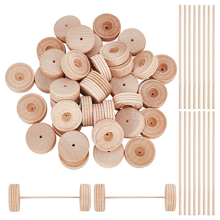 36Pcs Unfinished Wood Wheels Toys AJEW-DR0001-53-1