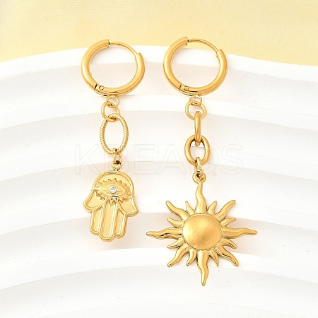 Sun & Palm 304 Stainless Steel Micro Pave Clear Cubic Zirconia Hoop Earrings EJEW-B140-09G-1
