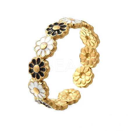 304 Stainless Steel Enamel Open Cuff Rings RJEW-M072-01G-01-1