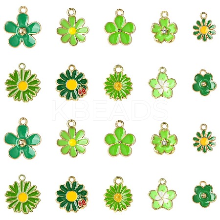 60Pcs 10 Styles Golden Tone Alloy Enamel Pendants FIND-CJ0003-48-1
