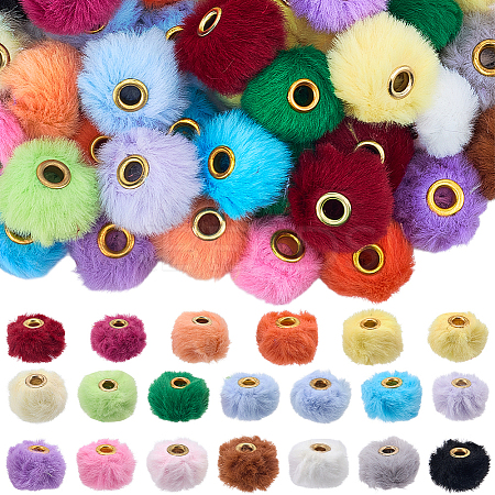 100Pcs 20 Colors Imitation Rabbit Hair European Beads FIND-PA0001-27-1